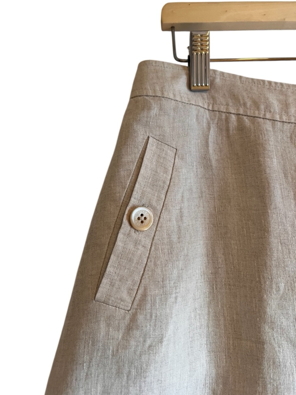 Brooks Brothers linen pleated a-line skirt in tan size 12 excellent condition - Picture 4 of 12